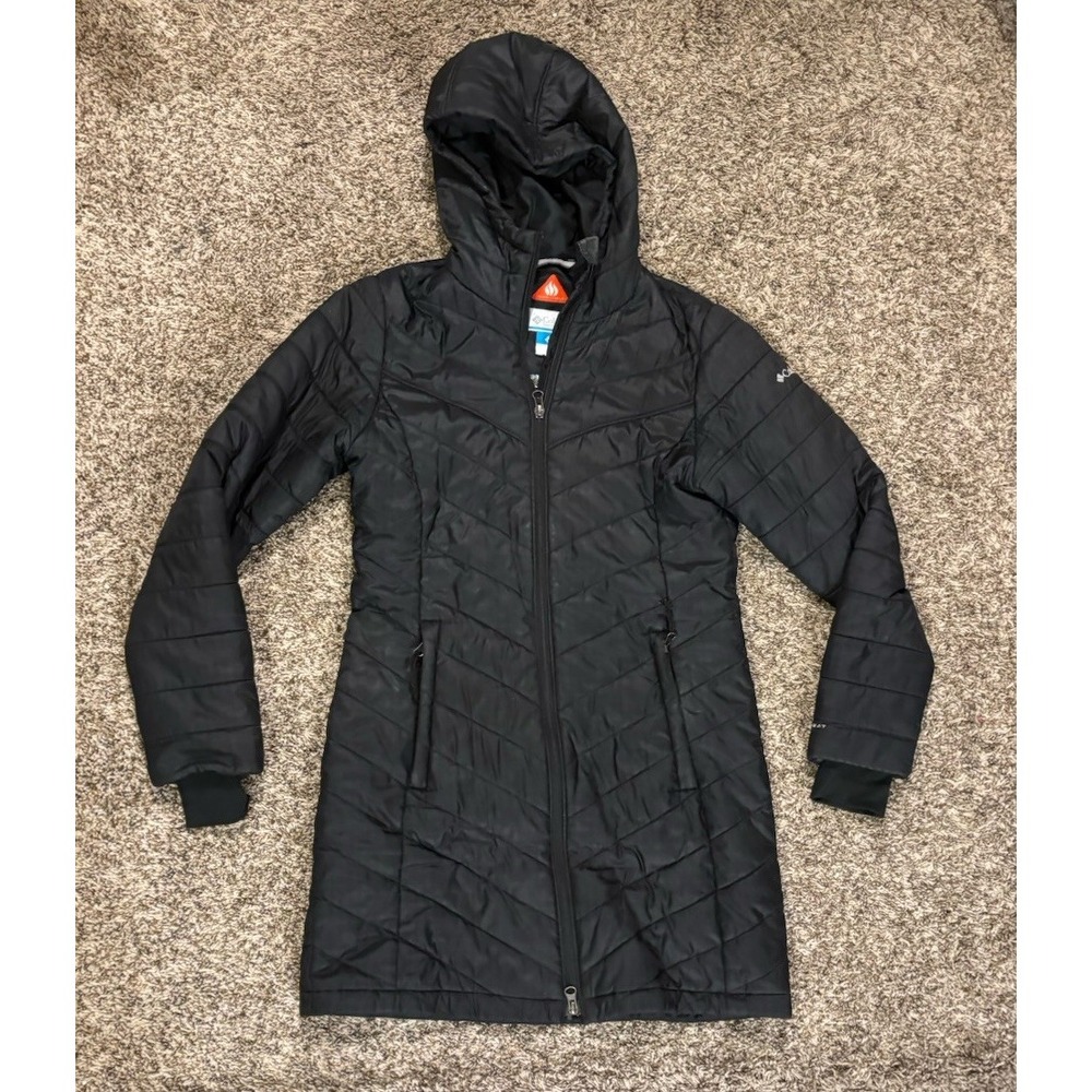 Columbia Black Omni-Heat Full Zip Puffer Parka Hooded Jacket Women’s Size Small